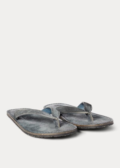 Sandalias Ralph Lauren Hombre Azules - Suede Flip-Flop - LMZXK6259